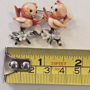 Vintage Har Love Bird Brooch with Floral Accents 1950's